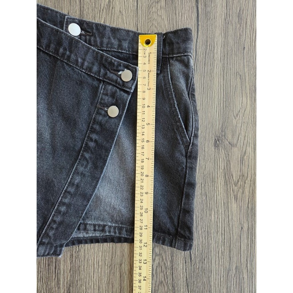 Altar'd State Denim Skort Womens M Black Wrap Front Y2K Grunge Mini Skirt - Picture 10 of 11